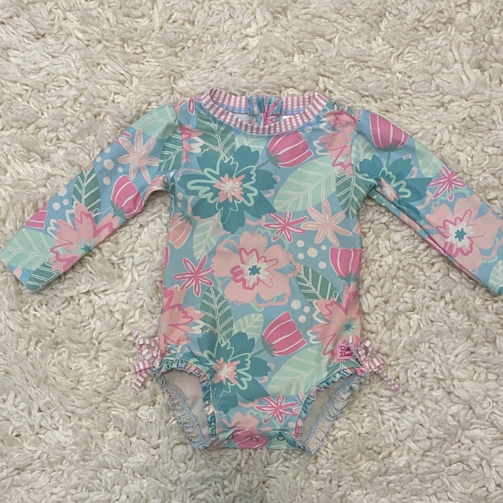 Ruffle butts toddler girl size 18 mo Long Sleeve 1 piece floral bathing suit ¥